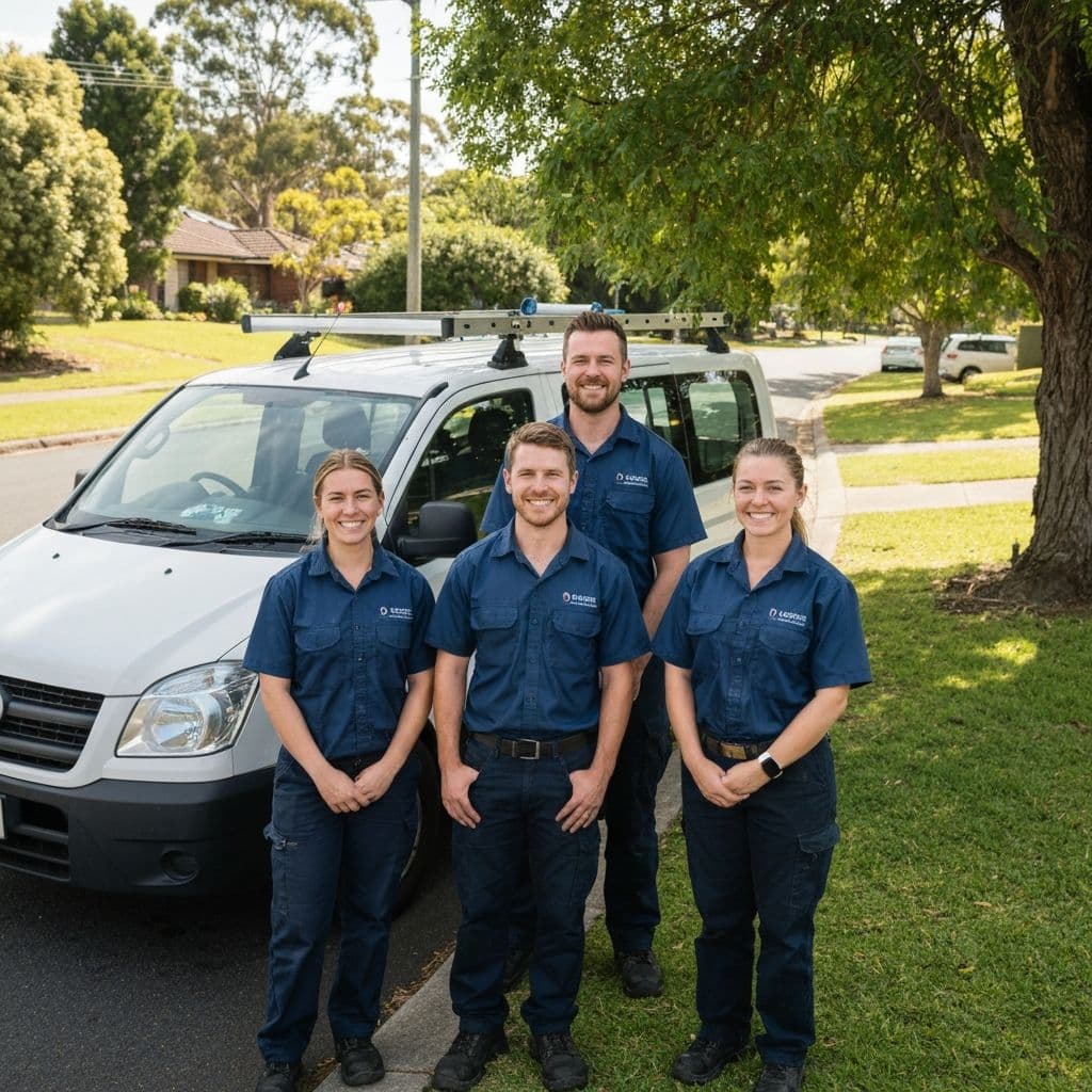 Metic Water team with company van